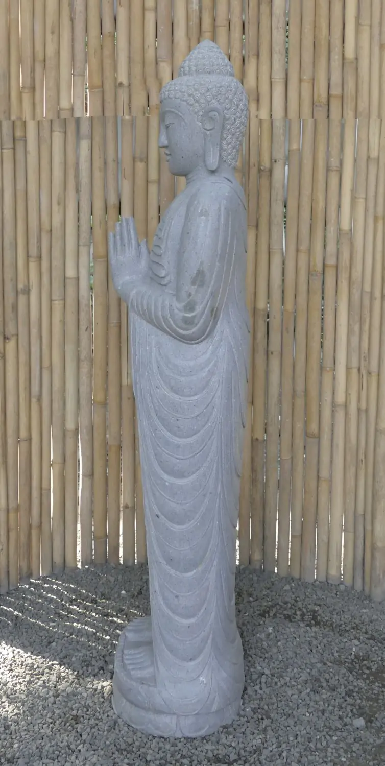  Product image 4 of the product “Standing Buddha made of Riverstone, position Namaskara , H. 180cm. ”